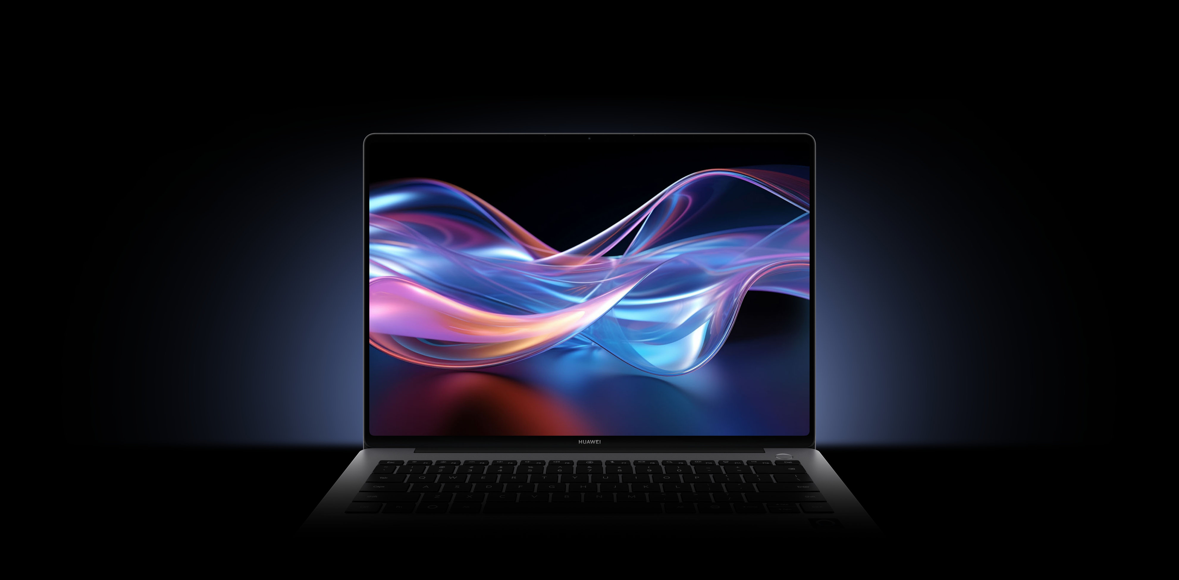 华为擎云 HM740 的正面图，展示了 OLED 原色屏的效果