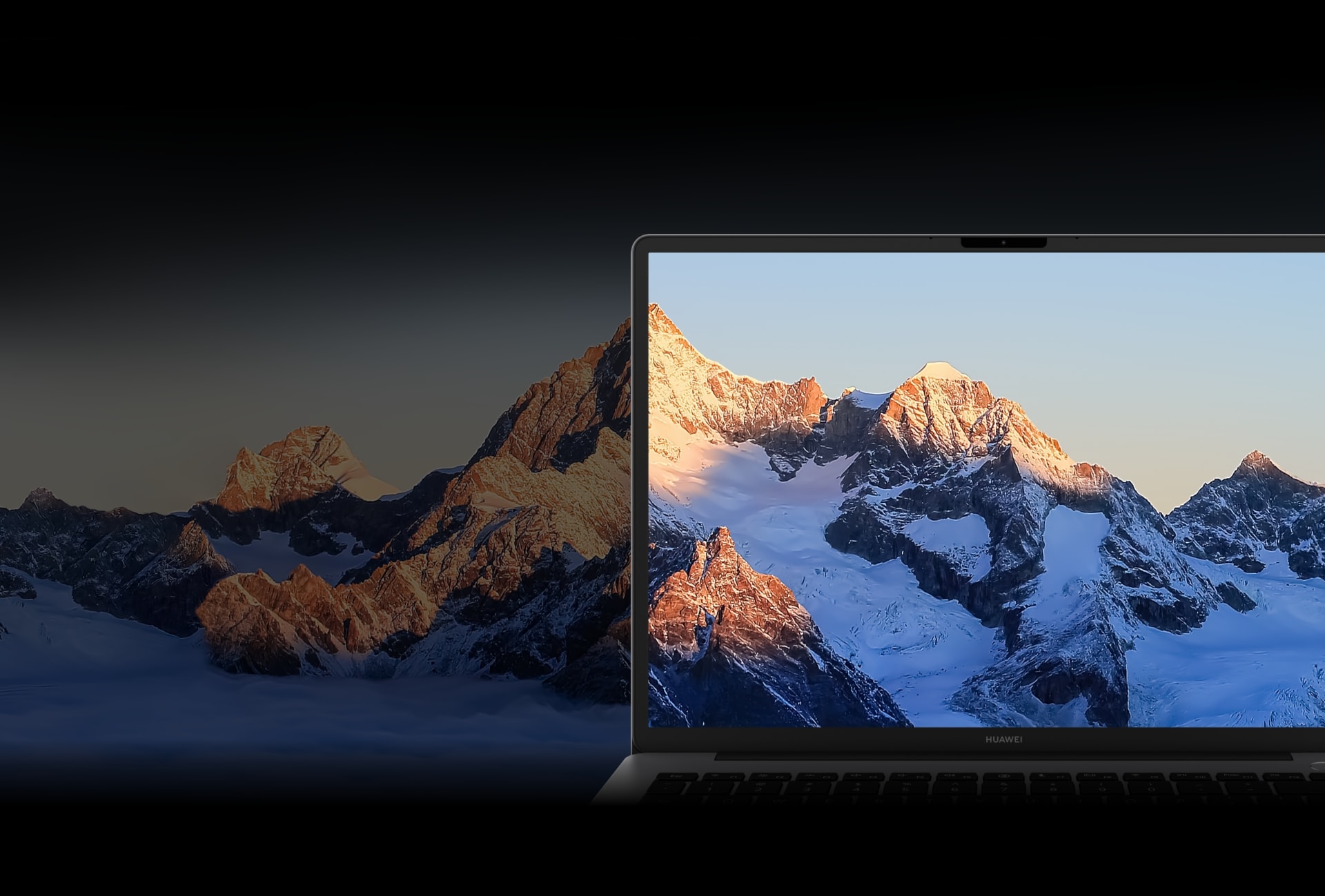 华为擎云 L540x 正视图,展示了 屏幕性能