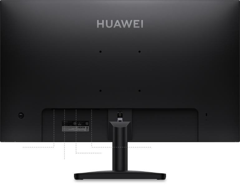 华为擎云 M271H 背面的正视图,展示了产品配备 DP,HDMI 及 VGA 主流接口