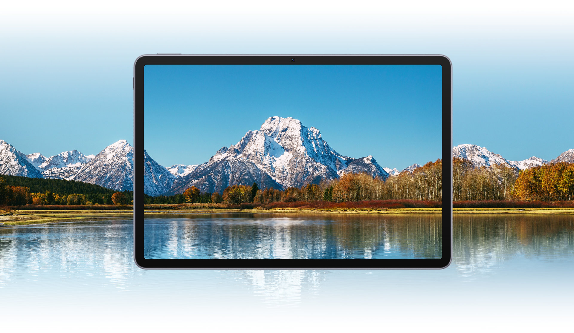 华为擎云 C5（第4代）正视图，展示了其高清护眼屏与生动屏显画面