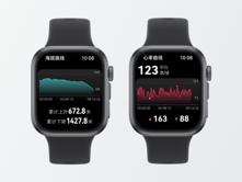 两台华为擎云 H3540 界面图，显示了海拔曲线和心率曲线图，展示了手表数据分析的功能
