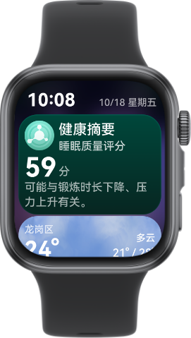 华为擎云 H3540 界面图，展示了腕上健康摘要 app 跟踪健康趋势变化的功能