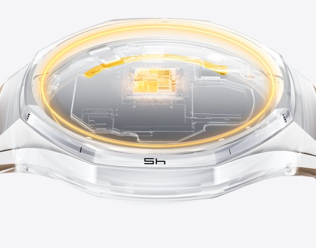 华为擎云 H5566 商用智能手表效果图，展示了华为向日葵定位系统