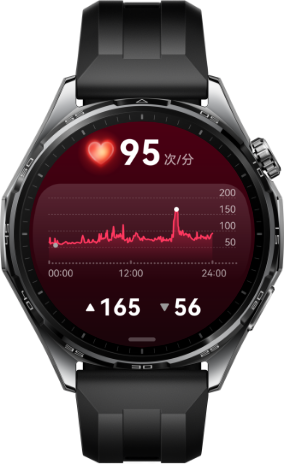 华为擎云 H5566 商用智能手表展示心率界面