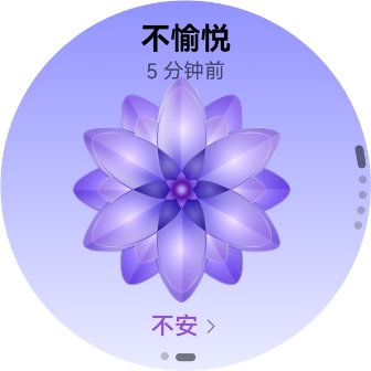 华为擎云 H5566 商用智能手表表盘显示图，展示了不愉悦情绪