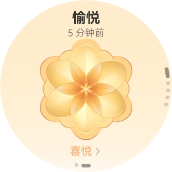 华为擎云 H5566 商用智能手表表盘显示图，展示了愉悦情绪