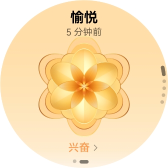 华为擎云 H5566 商用智能手表表盘显示图，展示了愉悦情绪