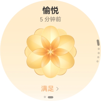 华为擎云 H5566 商用智能手表表盘显示图，展示了愉悦情绪