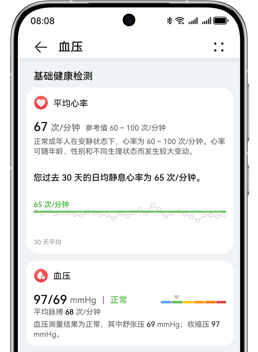 华为手机的界面图，展示了华为擎云 H9D20 关注健康趋势，跟踪健康指标变化